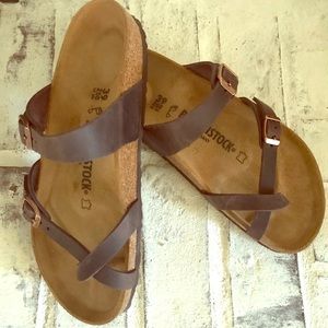 Brown Marayi leather Birkenstock never been worn.